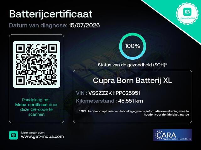 Cupra Born Performance 82 kWh 230 pk | SOH 100% | Navigatie | Parkeersensoren | Achteruitrijcamera | Stoel/stuur verwarming | Elektr. voorstoelen |