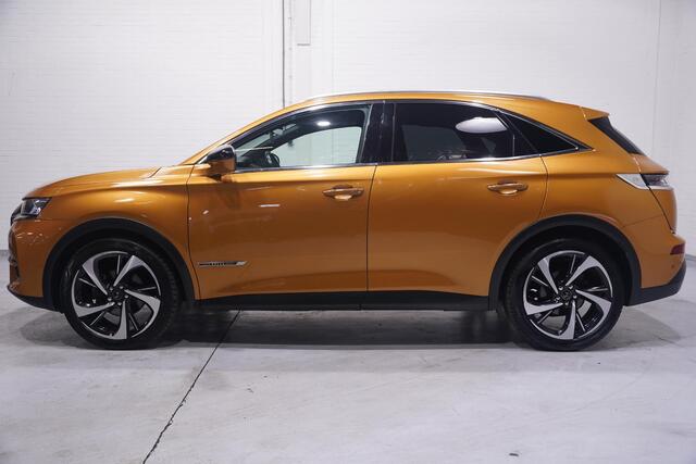 DS DS 7 Crossback 1.6 PureTech La Premiere Curcuma-uitvoering lederen comfort-stoelen panodak 20"-LMV Aplle-carplay Focal-Electra Hi-Fi private-glas electr.-achterklep Camera stoelmassage groot-licht assist lane-assist cruise-controle schakelpaddels aan het stuur 4-zone clima