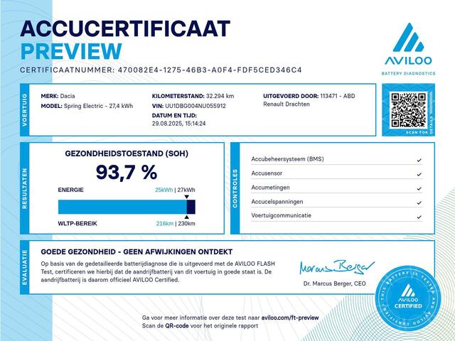 Dacia Spring Comfort Plus (Orange Pack) 27 kWh | Accu Score 94% | Achteruitrijcamera | Navigatie | CCS snelladen | Apple carplay |