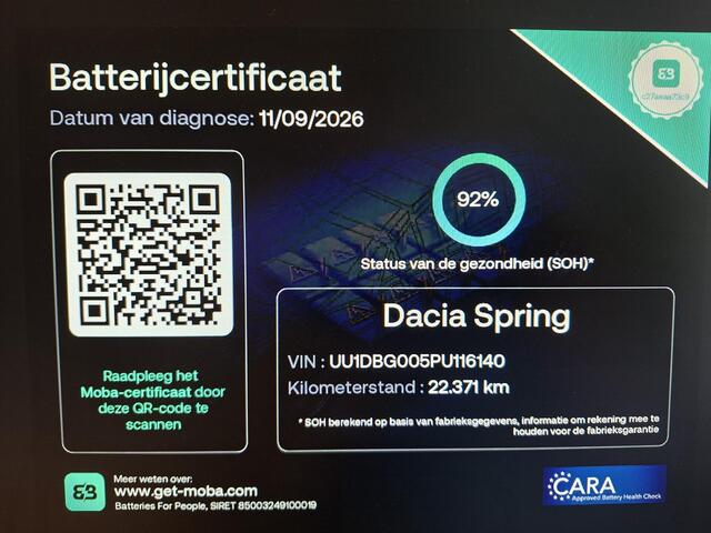 Dacia Spring Expression 27 kWh Carplay SOH-92% Navigatie LM Velgen Camera Lederen Interieur PDC-Achter