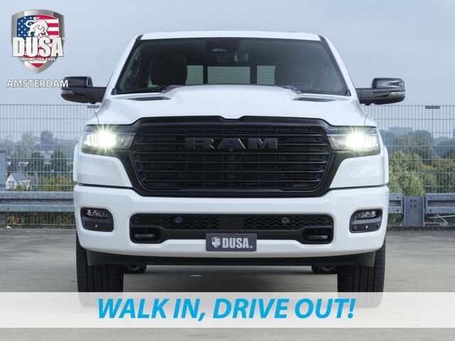 Dodge 1500 RAM Laramie | Night Edition | 2025 Panorama | Niveau regeling | 14,5-inch Touchscreen | Passenger Display Meerprijs extra opties / Accessoires - Deksel, Backflip, Fenders, wraps, Stripings etc