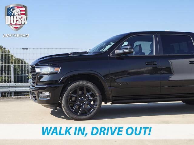 Dodge 1500 RAM Laramie | Night Edition | 2025 Panorama | Niveau regeling | 14,5-inch Touchscreen | Passenger Display Meerprijs extra opties / Accessoires - Deksel, Backflip, Fenders, wraps, Stripings etc