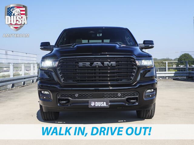 Dodge 1500 RAM Laramie | Night Edition | 2025 Panorama | Niveau regeling | 14,5-inch Touchscreen | Passenger Display Meerprijs extra opties / Accessoires - Deksel, Backflip, Fenders, wraps, Stripings etc