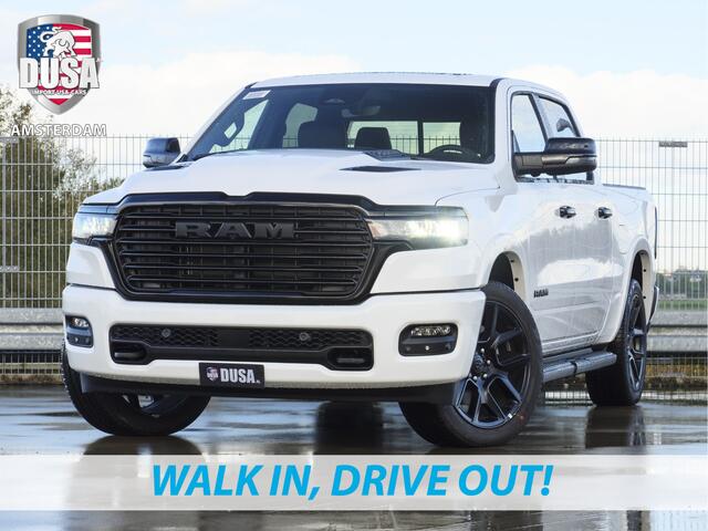 Dodge 1500 RAM Laramie | Night Edition | Crew Cab | 4X4 | 2025 Panorama | 14,4-inch Touchscreen | Passenger Display Meerprijs extra opties / Accessoires - Deksel, Backflip, Fenders, wraps, Stripings etc
