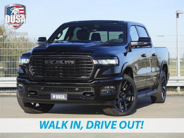 Dodge 1500 RAM Laramie | Night Edition | Crew Cab | 4X4 | 2025 Panorama | 14,4-inch Touchscreen | Passenger Display Meerprijs extra opties / Accessoires - Deksel, Backflip, Fenders, wraps, Stripings etc