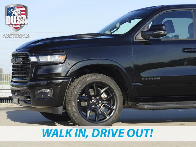 Dodge 1500 RAM Laramie | Night Edition | Crew Cab | 4X4 | 2025 Panorama | 14,4-inch Touchscreen | Passenger Display Meerprijs extra opties / Accessoires - Deksel, Backflip, Fenders, wraps, Stripings etc