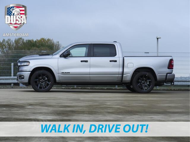 Dodge 1500 RAM Laramie | Night Edition | Crew Cab | 4X4 | 2025 Panorama | Niveau regeling | 14,4-inch Touchscreen | Passenger Display Meerprijs extra opties / Accessoires - Deksel, Backflip, Fenders, wraps, Stripings etc