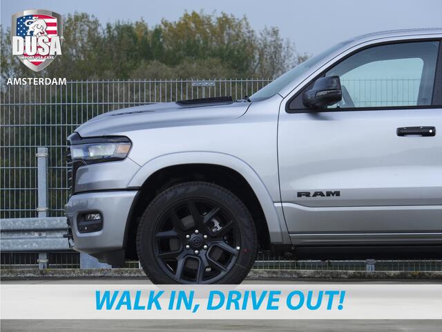 Dodge 1500 RAM Laramie | Night Edition | Crew Cab | 4X4 | 2025 Panorama | Niveau regeling | 14,4-inch Touchscreen | Passenger Display Meerprijs extra opties / Accessoires - Deksel, Backflip, Fenders, wraps, Stripings etc
