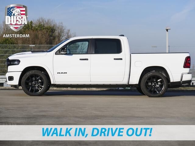 Dodge 1500 RAM Laramie | Night Edition | Crew Cab | 4X4 | 2025 Panorama | Niveau regeling | 14,4-inch Touchscreen | Passenger Display Meerprijs extra opties / Accessoires zoals Deksel, Backflip, Fenders, wraps, Stripings etc
