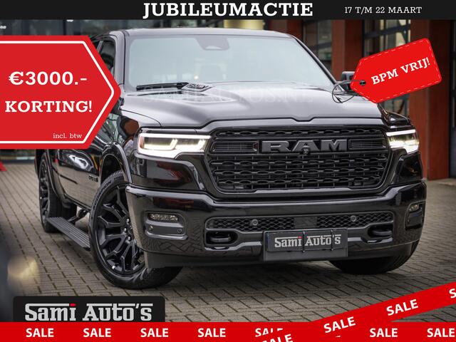 Dodge 1500 Ram LIMITED NIGHT H.O 540PK 706 Nm 2025 | XB9 | MASSAGE | BOM VOL | CREW CAB | DUBBELE CABINE | GRIJSKENTEKEN | DE MEEST LUXUEUZE en BEGEERDE Pick-up | VOORRAAD NR 2357 - 5182