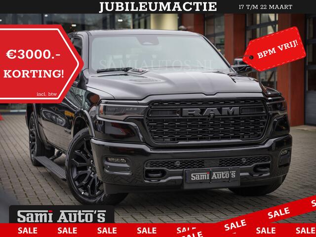 Dodge 1500 Ram LIMITED NIGHT H.O 540PK 706 Nm 2025 | XB9 | MASSAGE | BOM VOL | CREW CAB | DUBBELE CABINE | GRIJSKENTEKEN | DE MEEST LUXUEUZE en BEGEERDE Pick-up | VOORRAAD NR 2357 - 5182