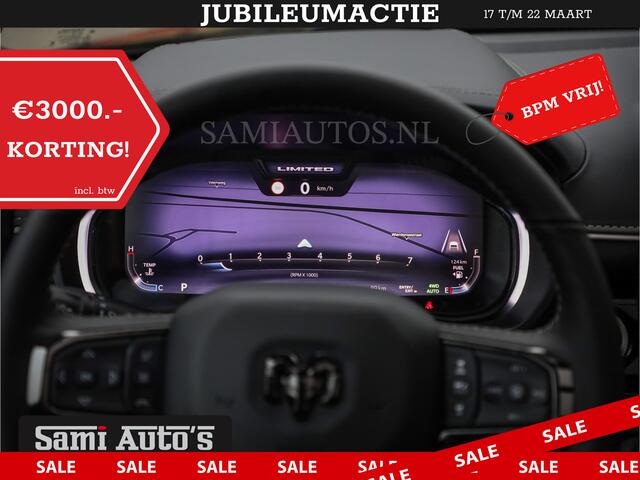 Dodge 1500 Ram LIMITED NIGHT H.O 540PK 706 Nm 2025 | XB9 | MASSAGE | BOM VOL | CREW CAB | DUBBELE CABINE | GRIJSKENTEKEN | DE MEEST LUXUEUZE en BEGEERDE Pick-up | VOORRAAD NR 2357 - 5182