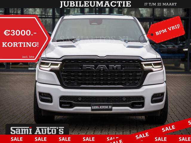 Dodge 1500 Ram LIMITED NIGHT H.O 540PK 706 Nm | XB9 | MASSAGE | BOM VOL | PWD IVORY | CREW CAB | DUBBELE CABINE | GRIJSKENTEKEN | 5 PERSOONS | DE MEEST LUXUEUZE en BEGEERDE Pick-up | VOORRAAD NR 2351 - 7478