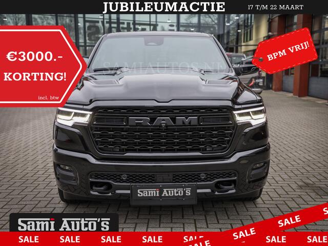 Dodge 1500 Ram LIMITED NIGHT H.O 540PK 706 Nm | XB9 | MASSAGE | BOM VOL | CREW CAB | DUBBELE CABINE | GRIJSKENTEKEN | DE MEEST LUXUEUZE en BEGEERDE Pick-up VOORRAAD NR 2355 - 5149