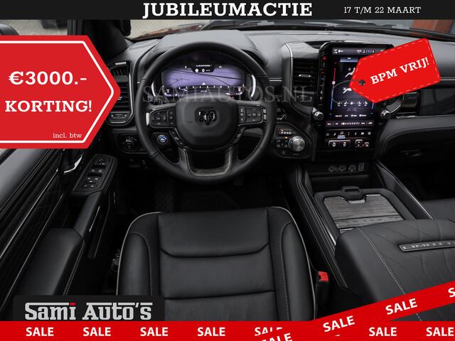 Dodge 1500 Ram LIMITED NIGHT H.O 540PK 706 Nm | XB9 | MASSAGE | BOM VOL | CREW CAB | DUBBELE CABINE | GRIJSKENTEKEN | DE MEEST LUXUEUZE en BEGEERDE Pick-up VOORRAAD NR 2355 - 5149
