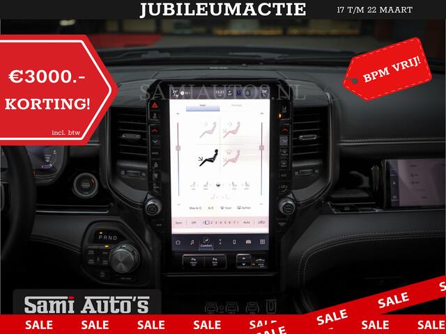 Dodge 1500 Ram LIMITED NIGHT H.O 540PK 706 Nm | XB9 | MASSAGE | BOM VOL | CREW CAB | DUBBELE CABINE | GRIJSKENTEKEN | DE MEEST LUXUEUZE en BEGEERDE Pick-up VOORRAAD NR 2355 - 5149