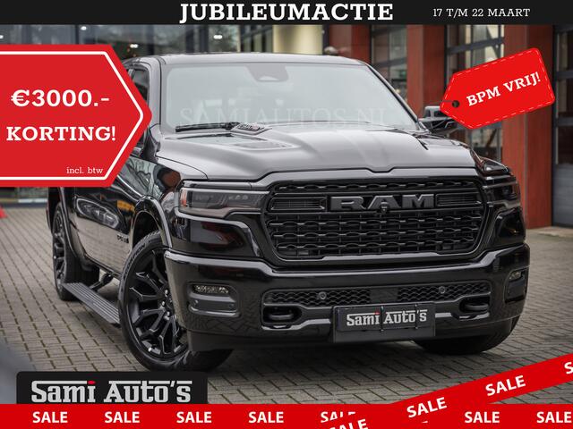 Dodge 1500 Ram LIMITED NIGHT 540PK 706 Nm HIGH OUTPUT | XB9 | MASSAGE | BOM VOL | CREW CAB | DUBBELE CABINE | GRIJSKENTEKEN | DE MEEST LUXUEUZE en BEGEERDE Pick-up VOORRAAD NR 2354 - 3380