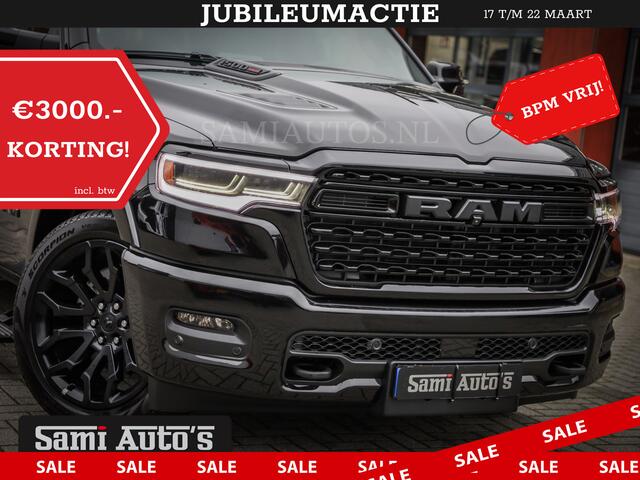 Dodge 1500 Ram LIMITED NIGHT 540PK 706 Nm HIGH OUTPUT | XB9 | MASSAGE | BOM VOL | CREW CAB | DUBBELE CABINE | GRIJSKENTEKEN | DE MEEST LUXUEUZE en BEGEERDE Pick-up VOORRAAD NR 2354 - 3380