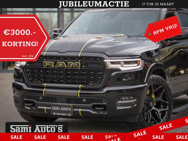 Dodge 1500 Ram LIMITED NIGHT HIGH OUTPUT | DE MEEST LUXUEUZE PICK UP | H.O 540PK 706 Nm 2025 | XB9 | MASSAGE | BOM VOL | CREW CAB | DUBBELE CABINE | GRIJSKENTEKEN | 5 PERSOONS | VOORRAAD NR 2337 - 7694