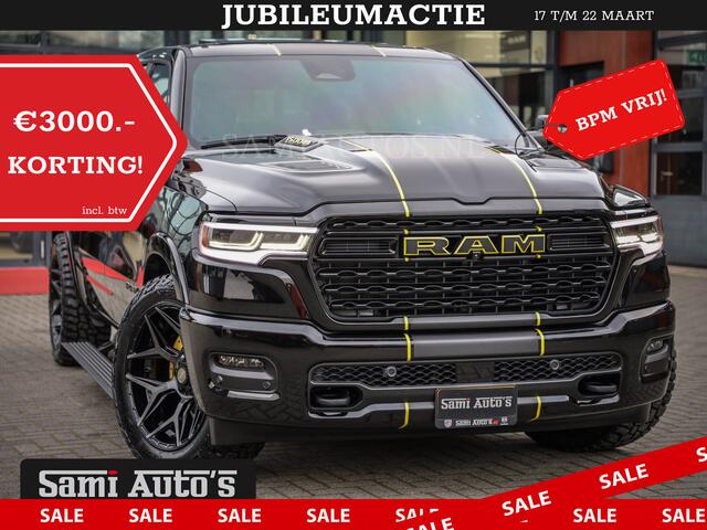 Dodge 1500 Ram LIMITED NIGHT HIGH OUTPUT | DE MEEST LUXUEUZE PICK UP | H.O 540PK 706 Nm 2025 | XB9 | MASSAGE | BOM VOL | CREW CAB | DUBBELE CABINE | GRIJSKENTEKEN | 5 PERSOONS | VOORRAAD NR 2337 - 7694