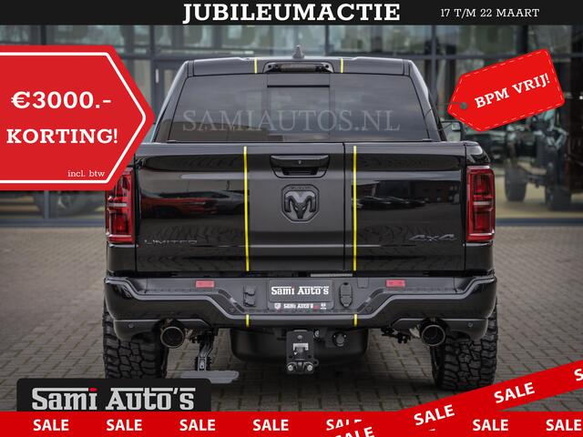 Dodge 1500 Ram LIMITED NIGHT HIGH OUTPUT | DE MEEST LUXUEUZE PICK UP | H.O 540PK 706 Nm 2025 | XB9 | MASSAGE | BOM VOL | CREW CAB | DUBBELE CABINE | GRIJSKENTEKEN | 5 PERSOONS | VOORRAAD NR 2337 - 7694