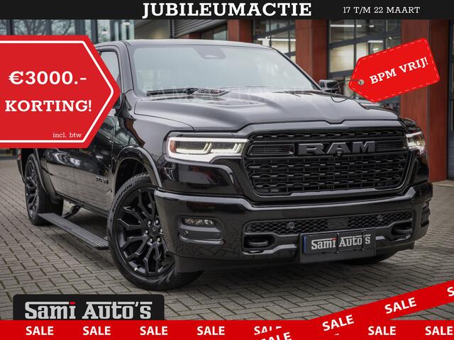 Dodge 1500 Ram LIMITED NIGHT H.O 540PK 706 Nm 2025 | XB9 | MASSAGE | BOM VOL | CREW CAB | DUBBELE CABINE | GRIJSKENTEKEN | DE MEEST LUXUEUZE en BEGEERDE Pick-up VOORRAAD NR 2330 - 7407