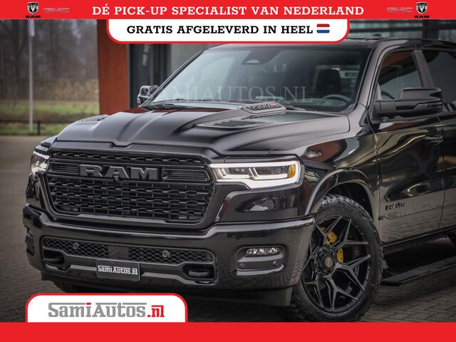 Dodge 1500 Ram LIMITED NIGHT H.O 540PK 706 Nm 2025 | XB9 | MASSAGE | BOM VOL | CREW CAB | DUBBELE CABINE | GRIJSKENTEKEN | 5 PERSOONS | DE MEEST LUXUEUZE en BEGEERDE Pick-up VOORRAAD NR 2369 - 5128