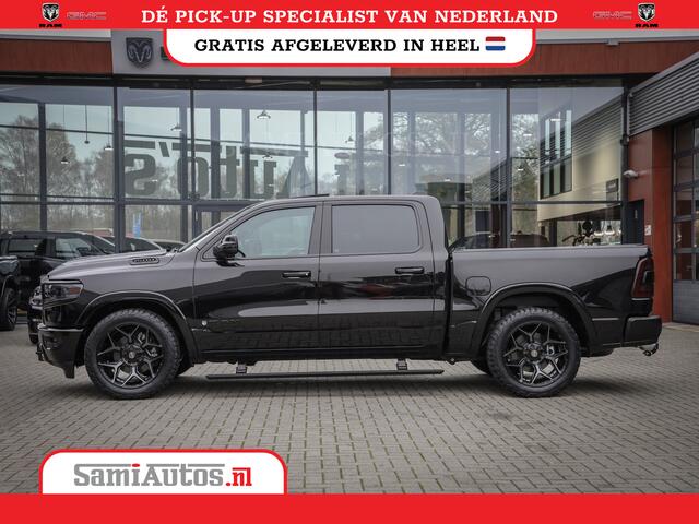 Dodge 1500 RAM LONGHORN| BLACK OPS | HUD & VIRTUAL | PRIJS MET LPG + HEAD UP ADG + DEKSEL + PANORAMADAK GWJ + LUCHTVERING SER + BOM VOL | LIMITED LONGHORN® | CREW CAB | DUBBELE CABINE | 5,7L V8 HEMI 402 PK 4X4 | 5 PERSOONS | GRIJSKENTEKEN | VOORRAAD NR 2185 - 9547