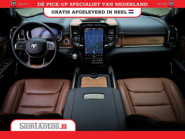 Dodge 1500 RAM LONGHORN| BLACK OPS | HUD & VIRTUAL | PRIJS MET LPG + HEAD UP ADG + DEKSEL + PANORAMADAK GWJ + LUCHTVERING SER + BOM VOL | LIMITED LONGHORN® | CREW CAB | DUBBELE CABINE | 5,7L V8 HEMI 402 PK 4X4 | 5 PERSOONS | GRIJSKENTEKEN | VOORRAAD NR 2185 - 9547