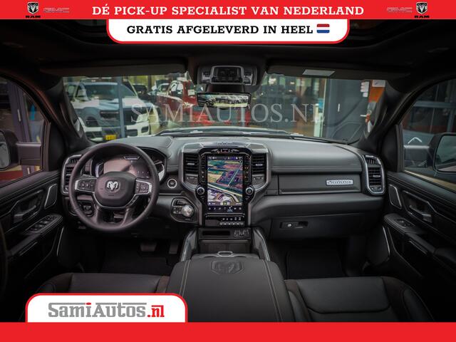 Dodge 1500 Ram LARAMIE NIGHT | NIEUW! BMP VRIJ | PANORAMA | LPG | HUD | VIRTUAL | LUCHTVERING | 360CAM | DODE HOEK | 5.7 V8 HEMI 402PK 4x4 | CREWCAB 5 PERSOONS | GRIJSKENTEKEN | VOORRAAD NR 2147 - 4802
