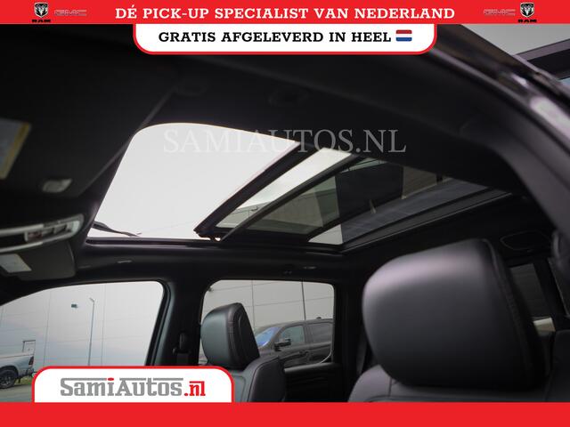 Dodge 1500 Ram LARAMIE NIGHT | NIEUW! BMP VRIJ | PANORAMA | LPG | HUD | VIRTUAL | LUCHTVERING | 360CAM | DODE HOEK | 5.7 V8 HEMI 402PK 4x4 | CREWCAB 5 PERSOONS | GRIJSKENTEKEN | VOORRAAD NR 2147 - 4802