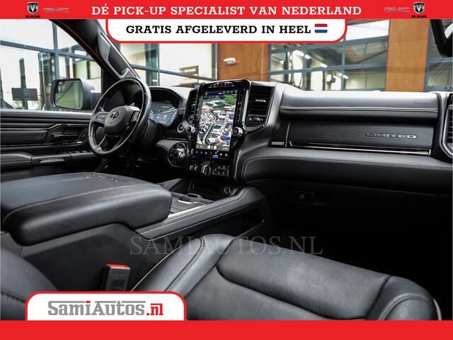 Dodge 1500 Ram LIMITED RAMBOX | LUCHTVERING | 5.7 V8 4X4 | MULTI TAILGATE | HUD | ADAPTIVE CRUISE | EERSTE EIGENAAR | LPG PRINS | 3500KG 360 CAMERA | LANE ASSIST | MEMORY SEATS | DUBBELE CABINE | CREWCAB