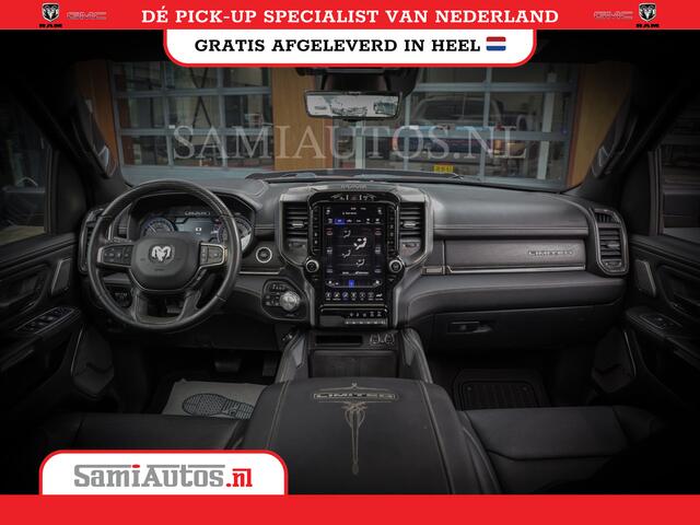 Dodge 1500 Ram LIMITED V8 5.7 HEMI | HUD | LUCHTVERING | PANORAMA | MWK MULTI TAILGATE | 360 CAM | ADAPTIVE CRUISE | 3500KG | HEADUP DISPLAY | DIGITAL MIRROR | CREWCAB | DUBBELE CABINE | NIGHT EDITION | HARMAN KARDON |