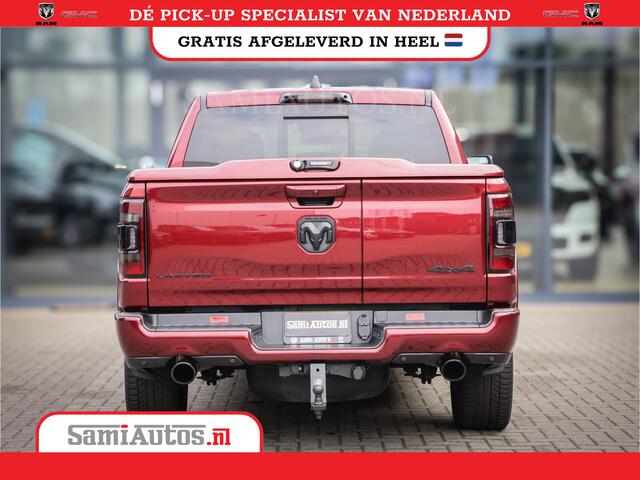 Dodge 1500 Ram 5.7 V8 LIMITED | LUCHTVERING | DIGI CLUSTER | HUD | DIGI BINNENSPIEGEL | MULTI TAILGATE | NIGHT SPORT | LPG | NIGHT SPORT | KOELING/ VERWARMING | DELMONICO RED | Zeer mooie RAM limited met alle opties die er te verkrijgen zijn op de limited | Dubbele 