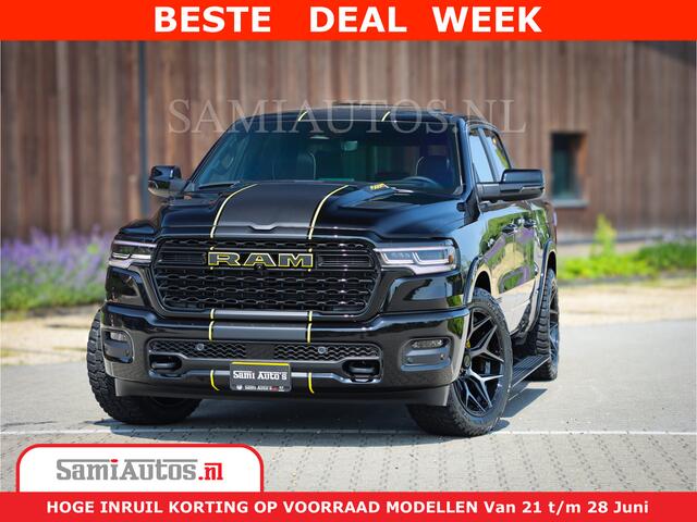 Dodge 1500 Ram Limited Night H.O 540HP 706Nm | Massage + Full Option | De Meest Luxe en Volle Pick-Up in zijn Klasse | Comfortabele Dubbele Cabine met Royale 5 Zitplaatsen | BPM vrij | Nu Leverbaar uit Voorraad | Voorraad Nr 2338 - 5404