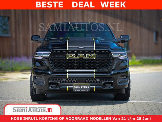 Dodge 1500 Ram Limited Night H.O 540HP 706Nm | Massage + Full Option | De Meest Luxe en Volle Pick-Up in zijn Klasse | Comfortabele Dubbele Cabine met Royale 5 Zitplaatsen | BPM vrij | Nu Leverbaar uit Voorraad | Voorraad Nr 2338 - 5404