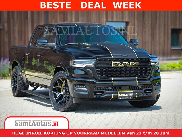 Dodge 1500 Ram Limited Night H.O 540HP 706Nm | Massage + Full Option | De Meest Luxe en Volle Pick-Up in zijn Klasse | Comfortabele Dubbele Cabine met Royale 5 Zitplaatsen | BPM vrij | Nu Leverbaar uit Voorraad | Voorraad Nr 2338 - 5404
