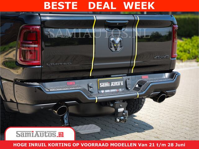 Dodge 1500 Ram Limited Night H.O 540HP 706Nm | Massage + Full Option | De Meest Luxe en Volle Pick-Up in zijn Klasse | Comfortabele Dubbele Cabine met Royale 5 Zitplaatsen | BPM vrij | Nu Leverbaar uit Voorraad | Voorraad Nr 2338 - 5404