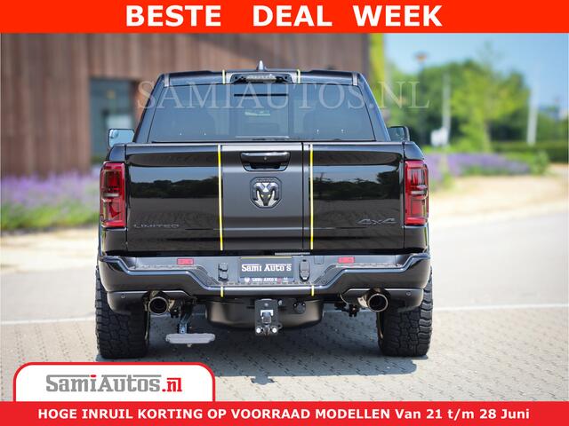 Dodge 1500 Ram Limited Night H.O 540HP 706Nm | Massage + Full Option | De Meest Luxe en Volle Pick-Up in zijn Klasse | Comfortabele Dubbele Cabine met Royale 5 Zitplaatsen | BPM vrij | Nu Leverbaar uit Voorraad | Voorraad Nr 2338 - 5404