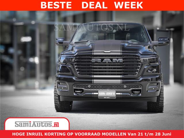 Dodge 1500 RAM Laramie Night | Face Lift | 420Pk 636 Nn | Extra Groot Scherm + Passagiers Scherm | Comfortabele Dubbele Cabine met Royale 5 Zitplaatsen | BPM vrij | Nu Leverbaar uit Voorraad | Voorraad Nr 2220 - 5039