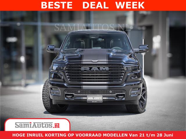 Dodge 1500 RAM Laramie Night | Face Lift | 420Pk 636 Nn | Extra Groot Scherm + Passagiers Scherm | Comfortabele Dubbele Cabine met Royale 5 Zitplaatsen | BPM vrij | Nu Leverbaar uit Voorraad | Voorraad Nr 2220 - 5039