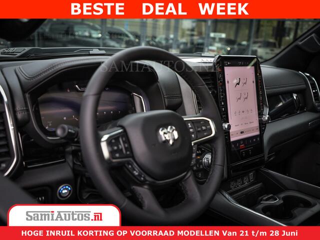 Dodge 1500 RAM Laramie Night | Face Lift | 420Pk 636 Nn | Extra Groot Scherm + Passagiers Scherm | Comfortabele Dubbele Cabine met Royale 5 Zitplaatsen | BPM vrij | Nu Leverbaar uit Voorraad | Voorraad Nr 2220 - 5039