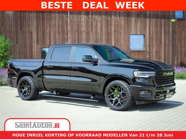 Dodge 1500 Ram Limited Night High Output 540HP 706Nm | Massage + Full Option | De Meest Luxe en Volle Pick-Up in zijn Klasse | Comfortabele Dubbele Cabine met Royale 5 Zitplaatsen | BPM vrij | Nu Leverbaar uit Voorraad | Voorraad Nr 2300 - 7689