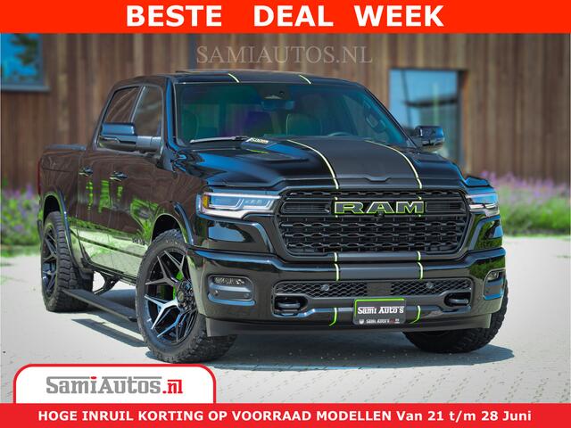 Dodge 1500 Ram Limited Night High Output 540HP 706Nm | Massage + Full Option | De Meest Luxe en Volle Pick-Up in zijn Klasse | Comfortabele Dubbele Cabine met Royale 5 Zitplaatsen | BPM vrij | Nu Leverbaar uit Voorraad | Voorraad Nr 2300 - 7689