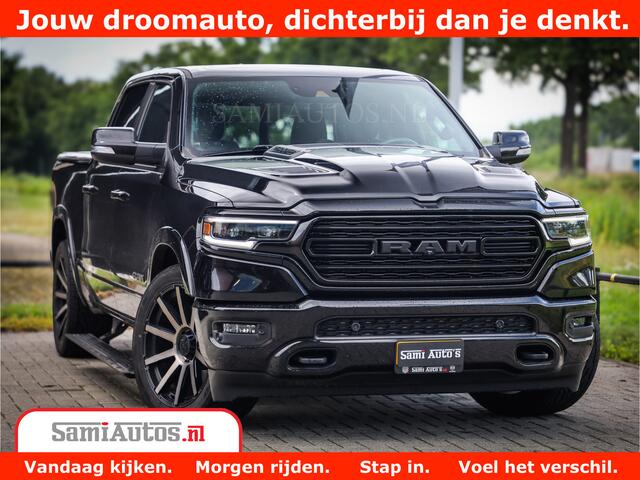 Dodge 1500 Ram Limited Night 5.7 V8 Hemi | Alle Opties | Black Edition | 4x4 Crew Cab | Comfortabele DC Dubbele Cabine met Royale 5 Zitplaatsen | KMC Wielen | Luchtvering | 360 Camera | Nappa Leer | Adaptieve Cruise |
