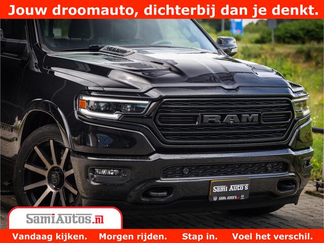 Dodge 1500 Ram Limited Night 5.7 V8 Hemi | Alle Opties | Black Edition | 4x4 Crew Cab | Comfortabele DC Dubbele Cabine met Royale 5 Zitplaatsen | KMC Wielen | Luchtvering | 360 Camera | Nappa Leer | Adaptieve Cruise |