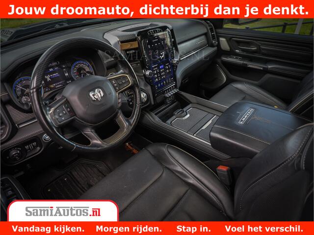 Dodge 1500 Ram Limited Night 5.7 V8 Hemi | Alle Opties | Black Edition | 4x4 Crew Cab | Comfortabele DC Dubbele Cabine met Royale 5 Zitplaatsen | KMC Wielen | Luchtvering | 360 Camera | Nappa Leer | Adaptieve Cruise |