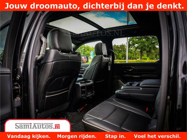 Dodge 1500 Ram Limited Night 5.7 V8 Hemi | Alle Opties | Black Edition | 4x4 Crew Cab | Comfortabele DC Dubbele Cabine met Royale 5 Zitplaatsen | KMC Wielen | Luchtvering | 360 Camera | Nappa Leer | Adaptieve Cruise |