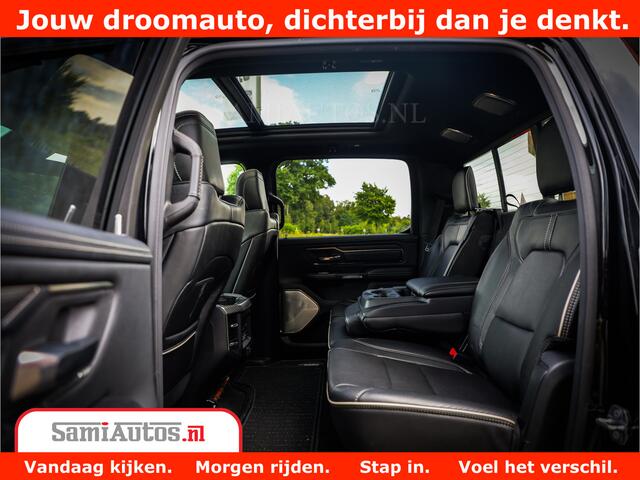 Dodge 1500 Ram Limited Night 5.7 V8 Hemi | Alle Opties | Black Edition | 4x4 Crew Cab | Comfortabele DC Dubbele Cabine met Royale 5 Zitplaatsen | KMC Wielen | Luchtvering | 360 Camera | Nappa Leer | Adaptieve Cruise |