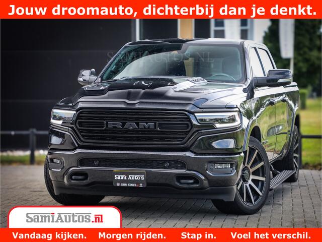 Dodge 1500 Ram Limited Night 5.7 V8 Hemi | Alle Opties | Black Edition | 4x4 Crew Cab | Comfortabele DC Dubbele Cabine met Royale 5 Zitplaatsen | KMC Wielen | Luchtvering | 360 Camera | Nappa Leer | Adaptieve Cruise |
